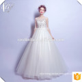 Chic Crystal Beading Lace Up Back Long Trian Customized Wholesale Brides Gowns Vestidos De Noiva Wedding Gown